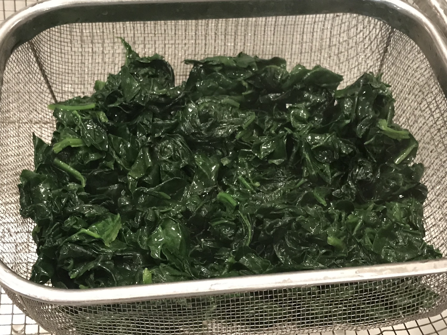 Drained sautéed spinach Ageless Gourmet